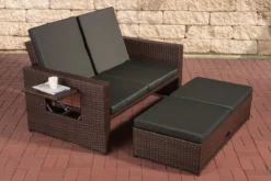 CLP ANCONA - Canapé Lounge - Poly-rotin - Couleur Rotin: Marron-mélangé, Résistance 1,25 Mm, Revêtement: Anthracite