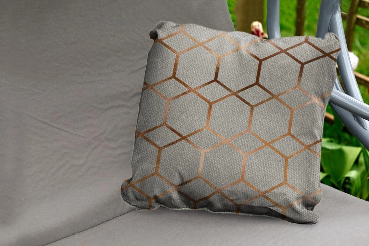 Sierkussen Extérieur - Motifs - Luxe - Bronze - Grijs - 60x60 Cm - Résistant Aux Intempéries 2 Sierkussen Extérieur - Motifs - Luxe - Bronze - Grijs - 60x60 Cm - Résistant Aux Intempéries – Image 2