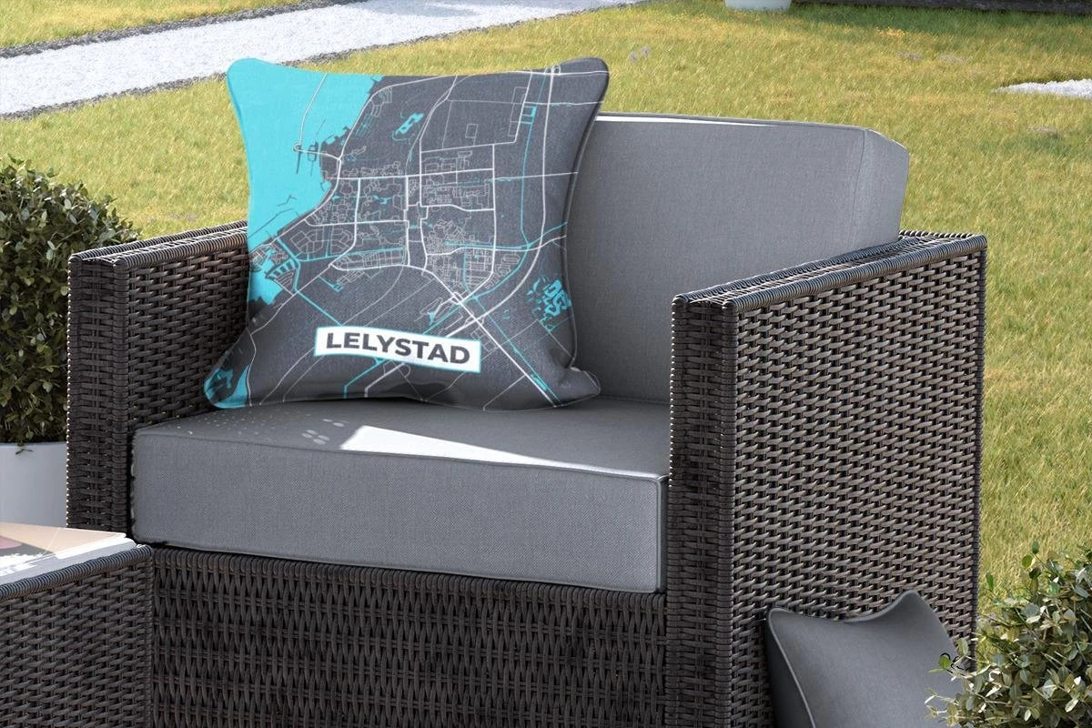 Coussin D'extérieur Résistant Aux Intempéries - Plan De La Ville - Lelystad - Grijs - Blauw - 50x50 Cm 5 Coussin D'extérieur Résistant Aux Intempéries - Plan De La Ville - Lelystad - Grijs - Blauw - 50x50 Cm – Image 5