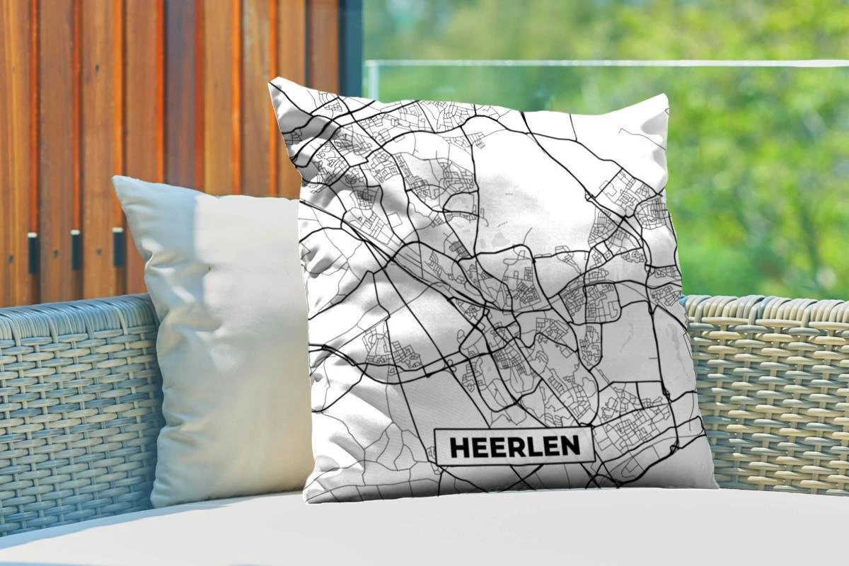 Sierkussen Extérieur - Carte - Heerlen - Zwart - Wit - 60x60 Cm - Résistant Aux Intempéries 3 Sierkussen Extérieur - Carte - Heerlen - Zwart - Wit - 60x60 Cm - Résistant Aux Intempéries – Image 3