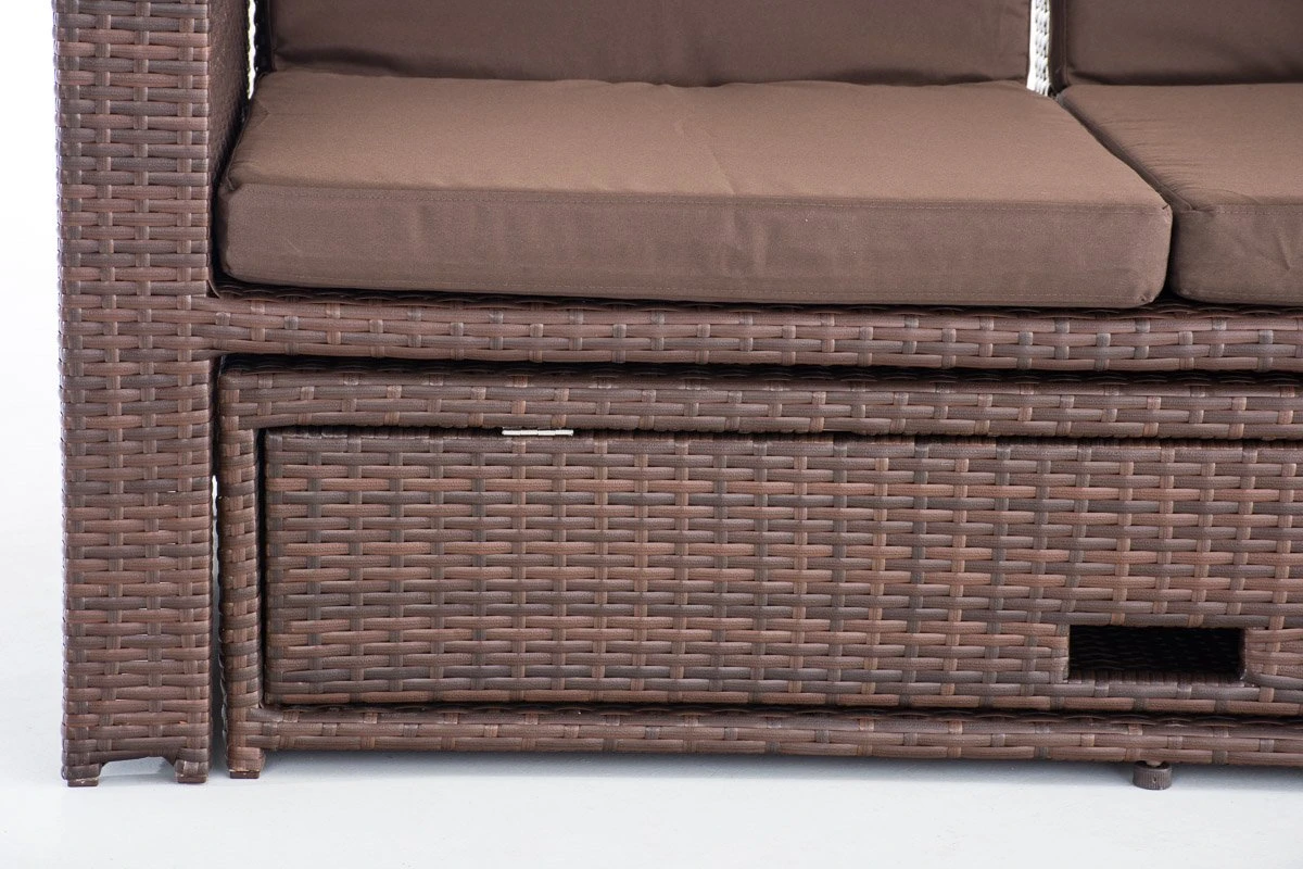 Canapé Lounge Avec Pouf - Osier - Mobilier De Jardin - Pour L'extérieur, Le Jardin Et Le Balcon - Ensemble Canapé Lounge - Marron - 2 Personnes 2 Canapé Lounge Avec Pouf - Osier - Mobilier De Jardin - Pour L'extérieur, Le Jardin Et Le Balcon - Ensemble Canapé Lounge - Marron - 2 Personnes – Image 2