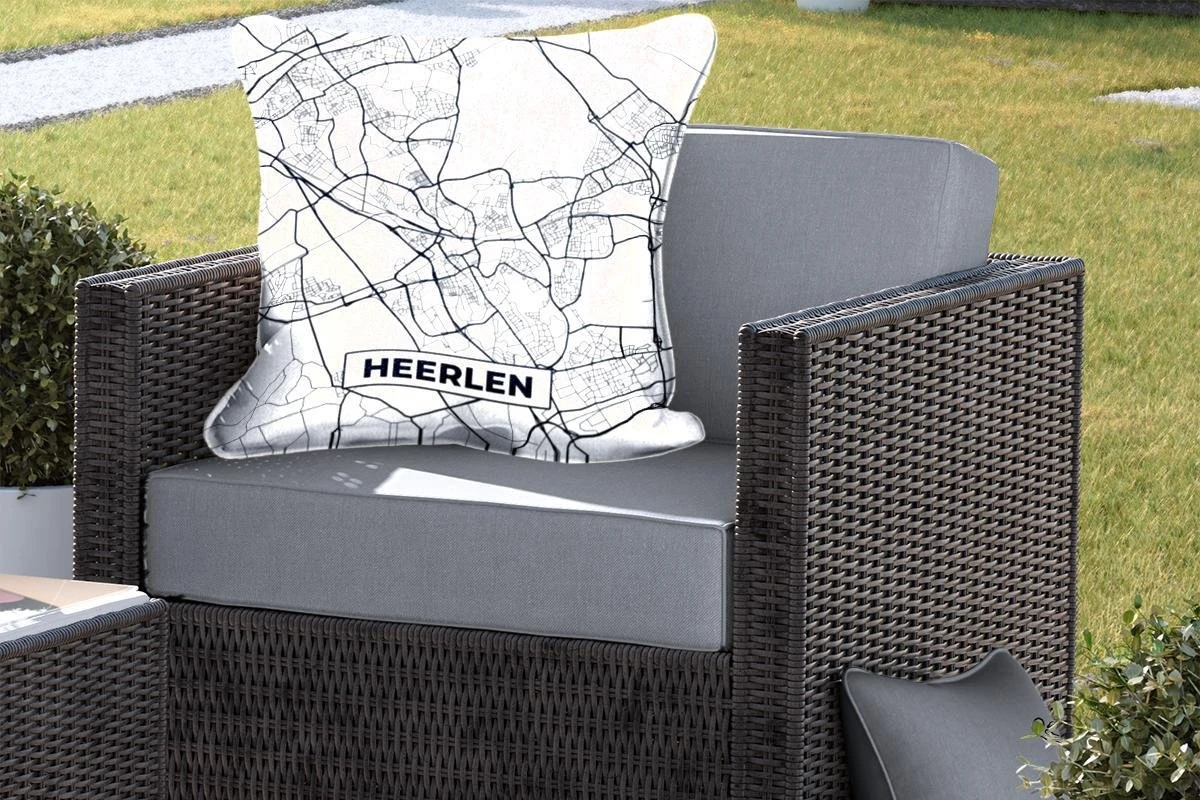 Sierkussen Extérieur - Carte - Heerlen - Zwart - Wit - 60x60 Cm - Résistant Aux Intempéries 5 Sierkussen Extérieur - Carte - Heerlen - Zwart - Wit - 60x60 Cm - Résistant Aux Intempéries – Image 5