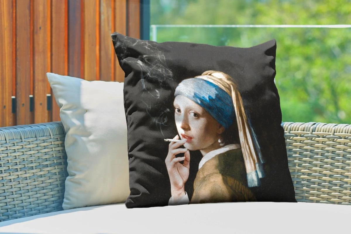 Sierkussen Extérieur - La Fille à La Perle - Vermeer - Smoking - 60x60 Cm - Résistant Aux Intempéries 3 Sierkussen Extérieur - La Fille à La Perle - Vermeer - Smoking - 60x60 Cm - Résistant Aux Intempéries – Image 3