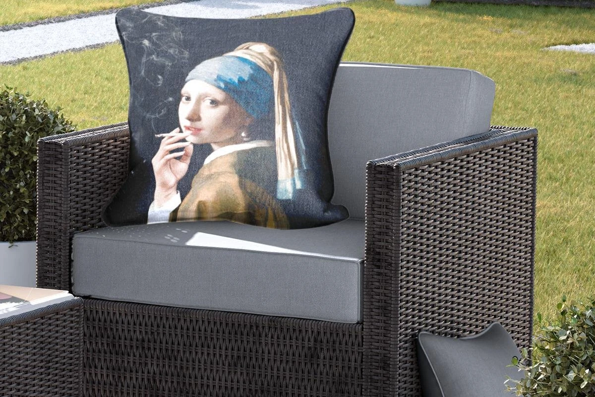 Sierkussen Extérieur - La Fille à La Perle - Vermeer - Smoking - 60x60 Cm - Résistant Aux Intempéries 5 Sierkussen Extérieur - La Fille à La Perle - Vermeer - Smoking - 60x60 Cm - Résistant Aux Intempéries – Image 5
