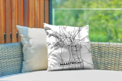 Coussin De Jardin - Carte - Maastricht - Zwart - Wit - 40x40 Cm - Résistant Aux Intempéries -Jardin Meubles Magasin 1200x800 392