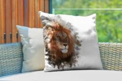 Sierkussen Extérieur - Lion - Ligne - Couleurs - 60x60 Cm - Résistant Aux Intempéries -Jardin Meubles Magasin 1200x800 404