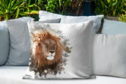 Sierkussen Extérieur - Lion - Ligne - Couleurs - 60x60 Cm - Résistant Aux Intempéries -Jardin Meubles Magasin 1200x800 405