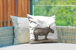 Coussin Sierkussen Animalprintshop Pour L'extérieur - Imprimé Animal Rhinocéros - 40x40 Cm - Coussin De Jardin Carré Résistant Aux Intempéries / Coussin De Mobilier De Jardin En Polyester -Jardin Meubles Magasin 1200x800 416