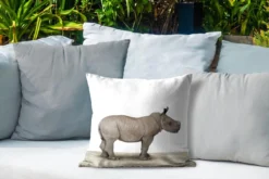 Coussin Sierkussen Animalprintshop Pour L'extérieur - Imprimé Animal Rhinocéros - 40x40 Cm - Coussin De Jardin Carré Résistant Aux Intempéries / Coussin De Mobilier De Jardin En Polyester -Jardin Meubles Magasin 1200x800 417