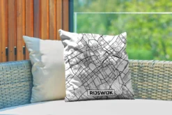 Coussin D'extérieur - Carte - Rijswijk - Zwart - Wit - 45x45 Cm - Résistant Aux Intempéries -Jardin Meubles Magasin 1200x800 448