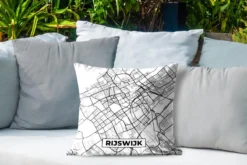 Coussin D'extérieur - Carte - Rijswijk - Zwart - Wit - 45x45 Cm - Résistant Aux Intempéries -Jardin Meubles Magasin 1200x800 449