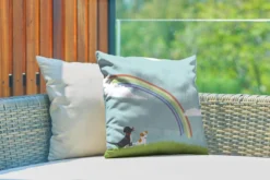 Coussins D'extérieur - Jardin - Une Illustration De Deux Chiens Sous Un Arc-en-ciel - 40x40 Cm -Jardin Meubles Magasin 1200x800 456