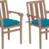 Chaises De Jardin Chaises De Jardin 2 Pcs Avec Coussins Bleu Clair En Bois De Teck Massif