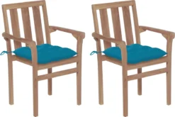 Chaises De Jardin Chaises De Jardin 2 Pcs Avec Coussins Bleu Clair En Bois De Teck Massif