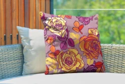 Sierkussen D'extérieur - Roses - Jaune - Motifs - 60x60 Cm - Résistant Aux Intempéries -Jardin Meubles Magasin 1200x800 484