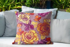 Sierkussen D'extérieur - Roses - Jaune - Motifs - 60x60 Cm - Résistant Aux Intempéries -Jardin Meubles Magasin 1200x800 485