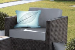 Coussins D'extérieur - Jardin - Sculpture D'un Squelette De Feuille De Feuilles Botaniques En Arrière-plan Avec La Couleur Cyan - 50x30 Cm -Jardin Meubles Magasin 1200x800 490