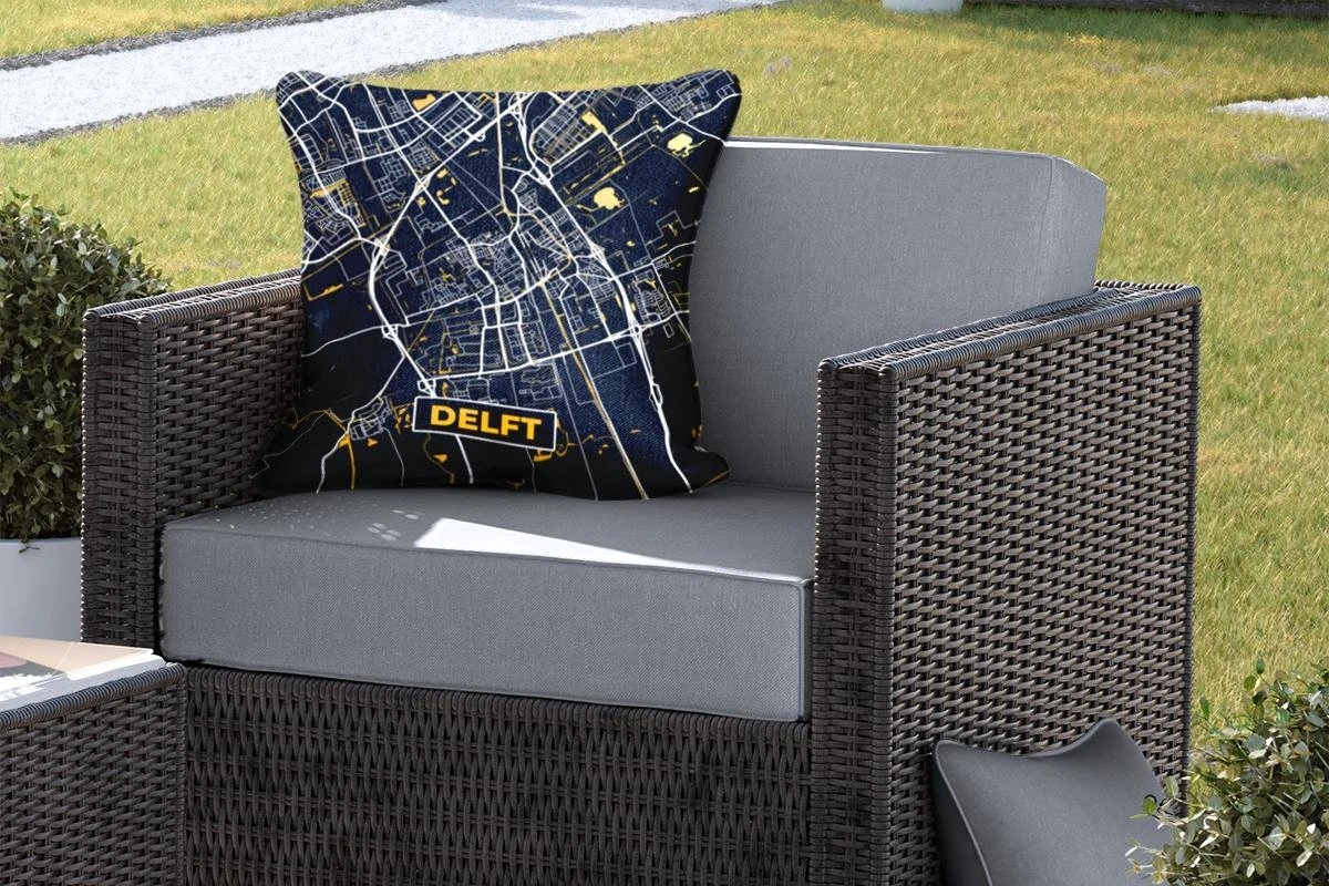 Coussin D'extérieur Résistant Aux Intempéries - Carte - Delft - Or - Zwart - 50x50 Cm 5 Coussin D'extérieur Résistant Aux Intempéries - Carte - Delft - Or - Zwart - 50x50 Cm – Image 5