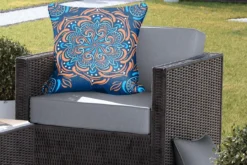 Coussins D'extérieur - Jardin - Motif Carré Avec Un Mandala Détaillé Et Orange Sur Fond Bleu Foncé - 60x60 Cm 9 Coussins D'extérieur - Jardin - Motif Carré Avec Un Mandala Détaillé Et Orange Sur Fond Bleu Foncé - 60x60 Cm -Jardin Meubles Magasin 1200x800 510