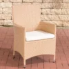 Chaise De Jardin Deluxe - Résistant Aux Intempéries - Aspect Chaise Longue - Osier - Beige - Chaises De Jardin Lot De 1