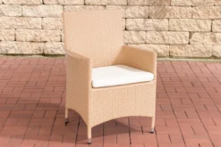 Chaise De Jardin Deluxe - Résistant Aux Intempéries - Aspect Chaise Longue - Osier - Beige - Chaises De Jardin Lot De 1