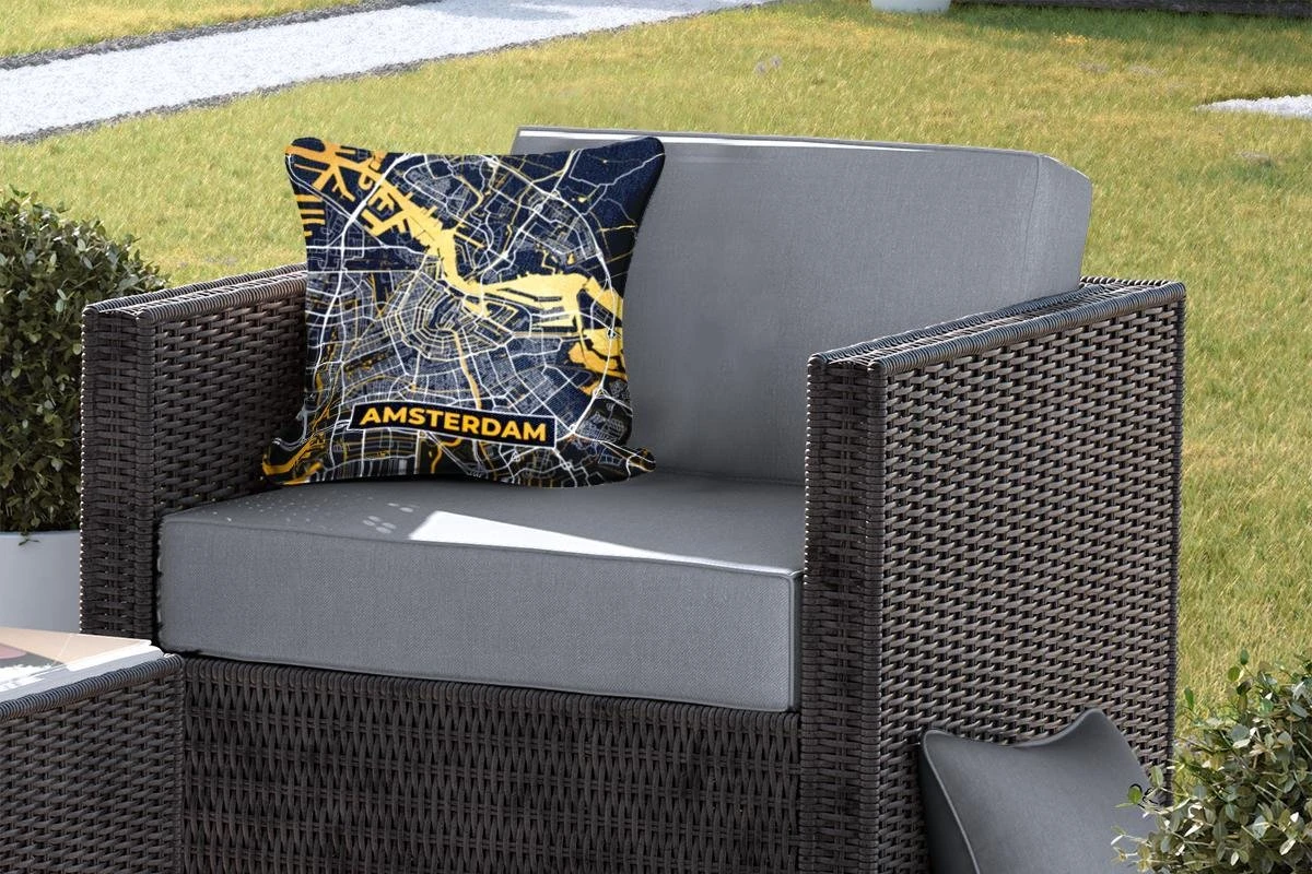 Coussin De Jardin - Carte - Amsterdam - Or - Zwart - 40x40 Cm - Résistant Aux Intempéries 5 Coussin De Jardin - Carte - Amsterdam - Or - Zwart - 40x40 Cm - Résistant Aux Intempéries – Image 5