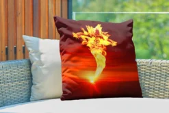 Coussins D'extérieur - Jardin - Une Grande Flamme En Forme De Phénix - 60x60 Cm -Jardin Meubles Magasin 1200x800 548