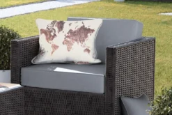 Coussins D'extérieur - Jardin - Wereldkaart En Bois Brut Avec Rose Des Vents Sur Fond Rose - 60x40 Cm -Jardin Meubles Magasin 1200x800 578