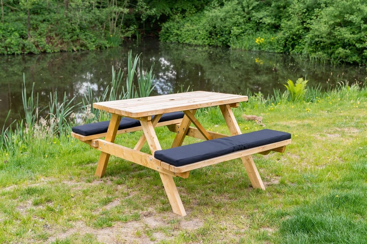 Paquet De Coussins De Table De Pique-nique MaximaVida Noir De Carbone 120 X 27,5 X 5 Cm - Hydrofuge - 2 Pièces 4 Paquet De Coussins De Table De Pique-nique MaximaVida Noir De Carbone 120 X 27,5 X 5 Cm - Hydrofuge - 2 Pièces – Image 4