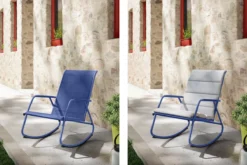 NATERIAL - Chaise à Bascule LYCO - Chaise à Bascule - Avec Coussins Gris - Acier - Blauw - Chaise à Bascule - Chaise Longue De Jardin - Chaise Longue - Chaise à Bascule -Jardin Meubles Magasin 1200x800 626