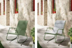 NATERIAL- Chaise à Bascule LYCO - Chaise à Bascule - Avec Kussen - Acier - Kaki - Chaise à Bascule -Jardin Meubles Magasin 1200x800 637