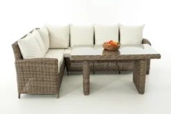 Ensemble De Salle à Manger Clp Bermeo Lounge - Poly Rotin - Couleur De 5 Mm Rotin Nature - Housse Blanc Cassé -Jardin Meubles Magasin 1200x800 687