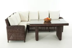 Ensemble De Salle à Manger Clp Bermeo Lounge - Poly Rotin - Couleur De 5 Mm Rotin Nature - Housse Blanc Cassé -Jardin Meubles Magasin 1200x800 691