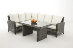 Ensemble De Salle à Manger Clp Bermeo Lounge - Poly Rotin - Couleur De 5 Mm Rotin Nature - Housse Blanc Cassé -Jardin Meubles Magasin 1200x800 693