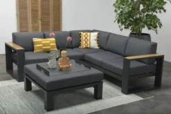 Garden Impressions Cube Ensemble De Salon Ensemble D'angle 3 Pièces Gris Foncé - Aspect Teak - Luxe - Coussins Confortables -Jardin Meubles Magasin 1200x800 696