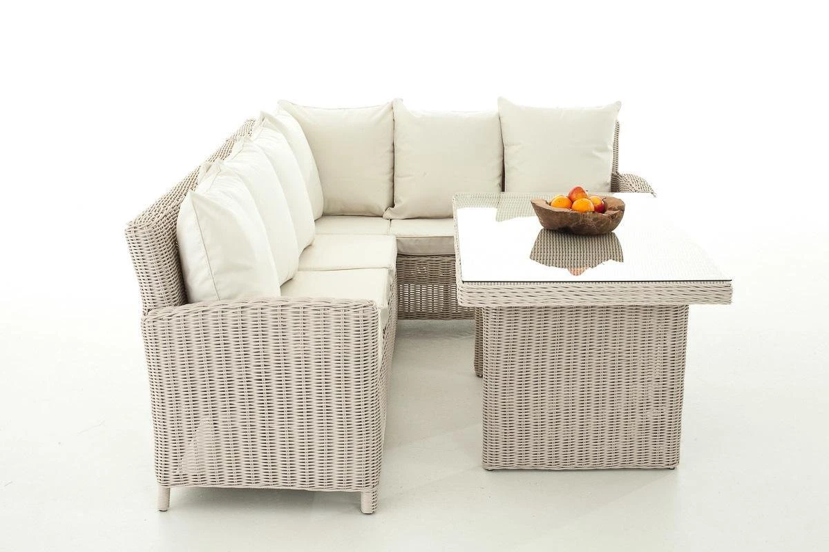 Clp Minari Lounge Ensemble De Salle à Manger - Poly Rotin 5 Mm - Rotin Rond 5 Mm: Gris Chiné Housse: Blanc Crème 2 Clp Minari Lounge Ensemble De Salle à Manger - Poly Rotin 5 Mm - Rotin Rond 5 Mm: Gris Chiné Housse: Blanc Crème – Image 2