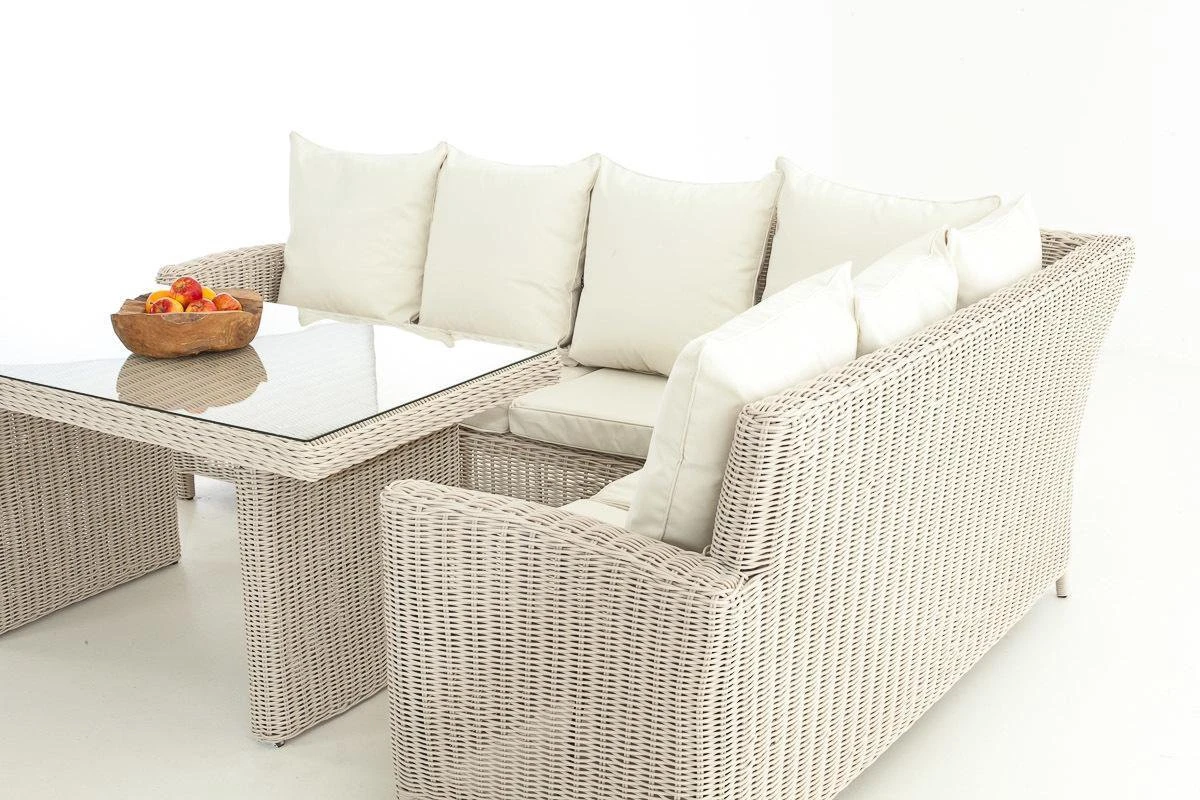 Clp Minari Lounge Ensemble De Salle à Manger - Poly Rotin 5 Mm - Rotin Rond 5 Mm: Gris Chiné Housse: Blanc Crème 3 Clp Minari Lounge Ensemble De Salle à Manger - Poly Rotin 5 Mm - Rotin Rond 5 Mm: Gris Chiné Housse: Blanc Crème – Image 3