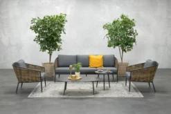 Garden Impressions Bali Ensemble De Salon 5 Pièces - Rotin Naturel - Noir Carbone / Gris Mystique