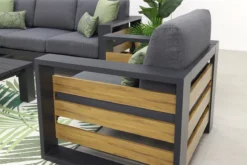 Salon De Jardin Suns Nappa Cross Croisé - MRG Gris Carbone/Keltex 265 X 100 Cm. Teck -Jardin Meubles Magasin 1200x800 723