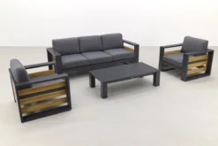 Salon De Jardin Suns Nappa Cross Croisé - MRG Gris Carbone/Keltex 265 X 100 Cm. Teck -Jardin Meubles Magasin 1200x800 727