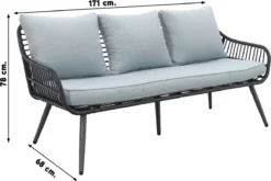 Garden Impressions Ensemble Fauteuil-canapé Margriet - Noir Carbone/Gris Menthe - 5 Pièces -Jardin Meubles Magasin 1200x800 735