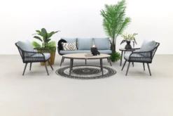 Garden Impressions Ensemble Fauteuil-canapé Margriet - Noir Carbone/Gris Menthe - 5 Pièces -Jardin Meubles Magasin 1200x800 736