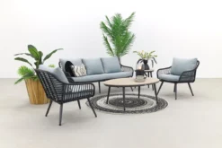 Garden Impressions Ensemble Fauteuil-canapé Margriet - Noir Carbone/Gris Menthe - 5 Pièces -Jardin Meubles Magasin 1200x800 737