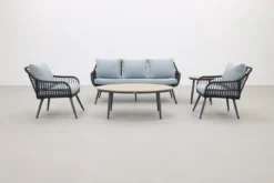 Garden Impressions Ensemble Fauteuil-canapé Margriet - Noir Carbone/Gris Menthe - 5 Pièces -Jardin Meubles Magasin 1200x800 743