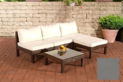 Clp Fiji - Ensemble De Salon - 1,25 Mm Poly-rotin - Marron Mélangé - Couverture Couleur Gris Ironie -Jardin Meubles Magasin 1200x800 760