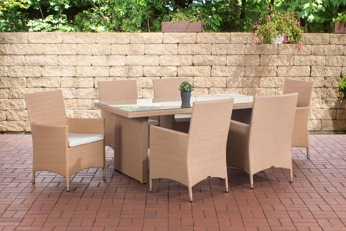 Ensemble De Jardin Clp Avignon - Poly Rotin - Sable - Couverture Coloris Blanc Cassé 1 Ensemble De Jardin Clp Avignon - Poly Rotin - Sable - Couverture Coloris Blanc Cassé