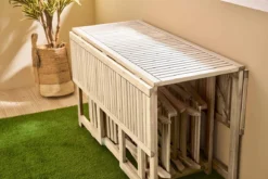 NATERIAL- Salon De Jardin SOLIS - 4 Personnes - Salon De Jardin Compact - Pliable - Acacia - Beige - Salon De Mobilier De Jardin -Jardin Meubles Magasin 1200x800 820