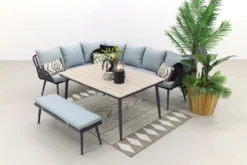 Garden Impressions Ensemble De Salle à Manger Margriet - Noir Carbone/Gris Menthe - 6 Pièces