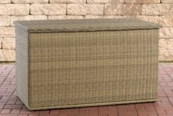 Opbergbox En Rotin XL - 148 X 85 X 84 Cm Crème - Boîte à Coussins De Jardin - Imperméable - Avec Couvercle - Pour L'intérieur & L'extérieur - Boîte De Jardin