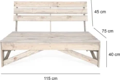 Banque De Palettes De WDMT™ | 115 X 75 X 79 Centimètres | Fini Délavé Gris | Banc De Jardin En Bois | Banc De Jardin Confortable En Bois | Bois De Palette -Jardin Meubles Magasin 1200x801
